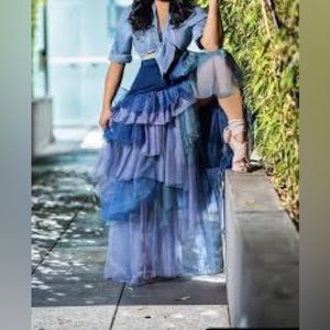 NWT TOV HOLY tulle denim maxi skirt! Perfect for your upcoming gala!